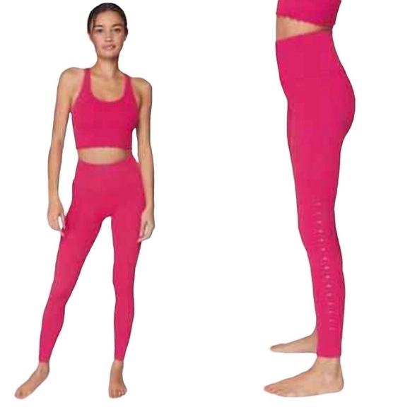 Spiritual Gangster Self Love Ribbed Legging Perforated Sides Hot Pink Size XS/S - Picture 1 of 9